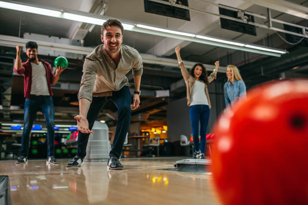 men's sports over 40 - bowling training exercise with friends