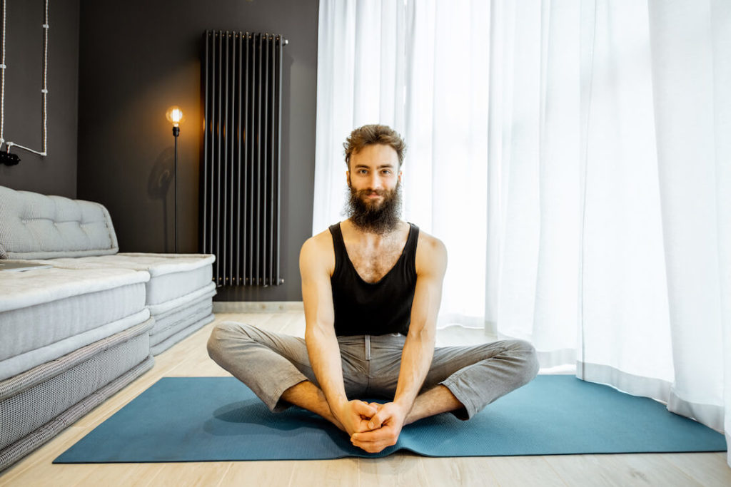 men's sports over 40 - yoga training exercise at home