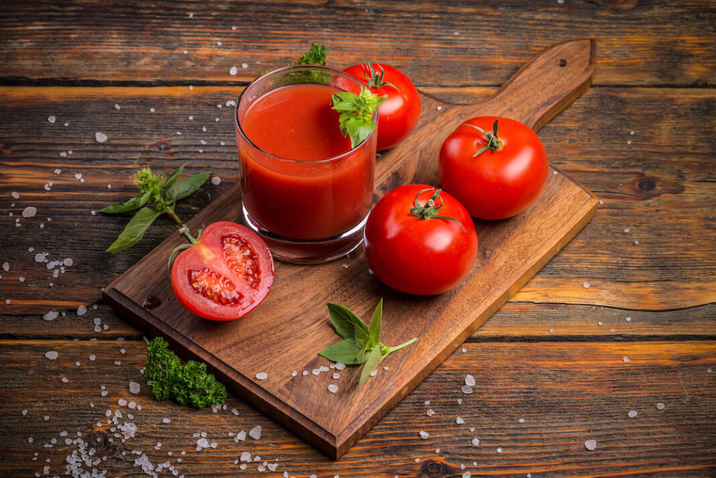 Fresh Tomato Juice with a Pinch of Salt and Parsley