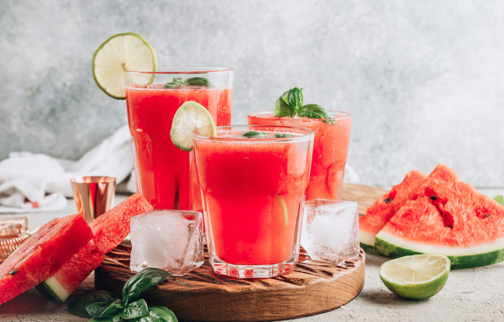 Freshly Made Watermelon Juice with Lime Squeeze and Ice